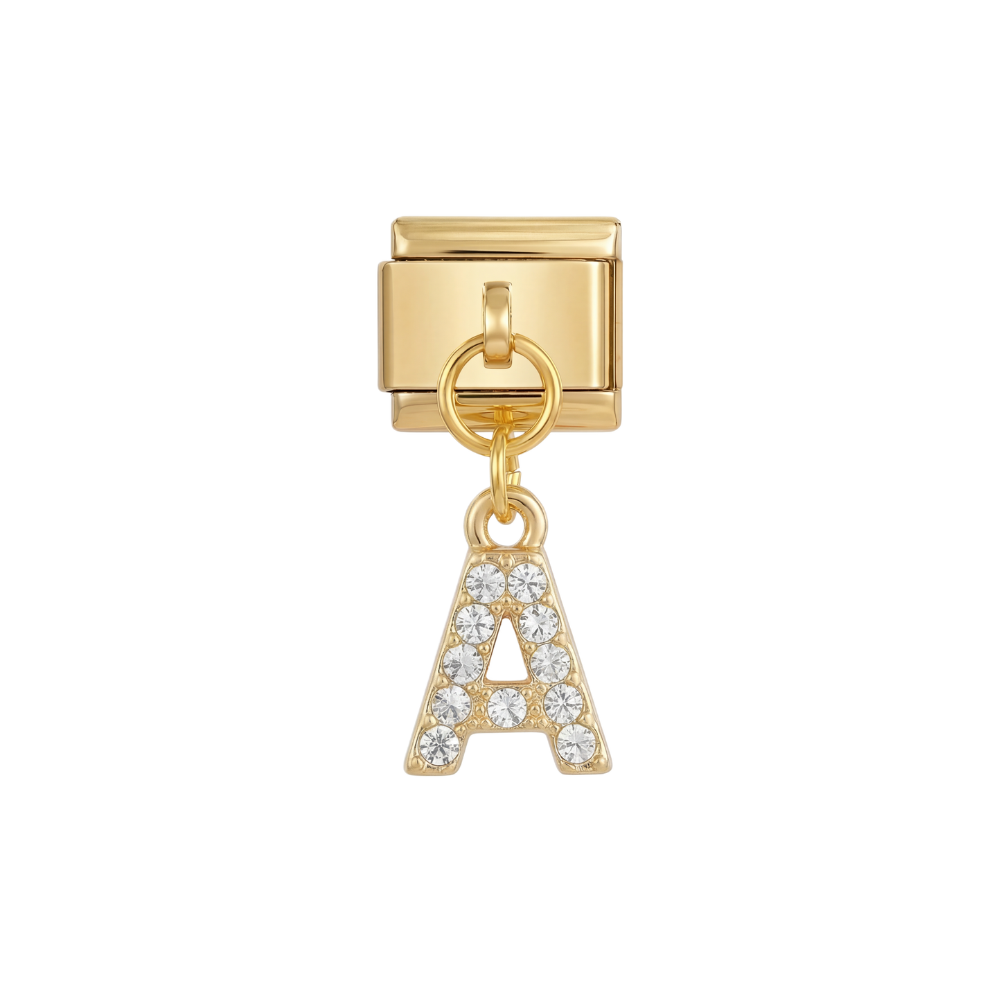 Letter A with stones, Hanging, on Gold