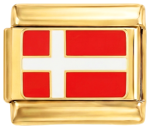 Danmark-flag, på guld