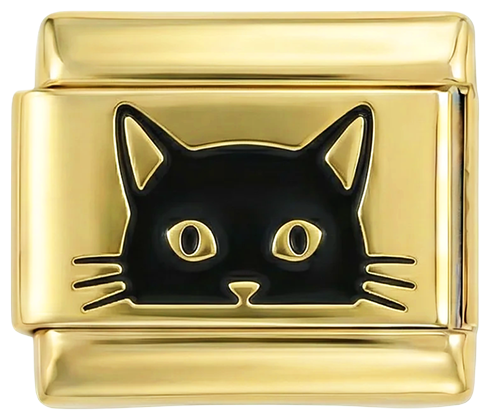 Sort kats ansigt på guld