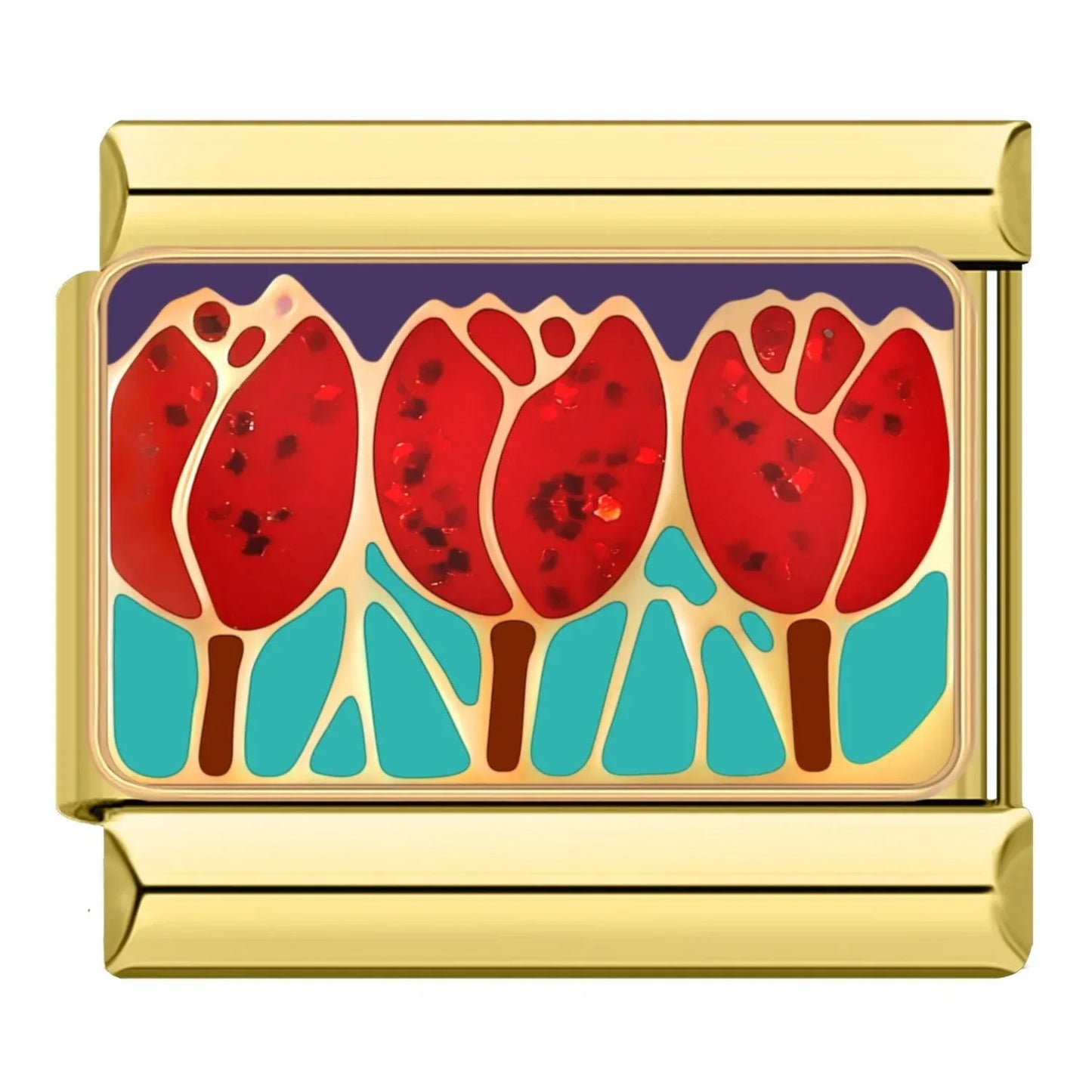 Red Tulips and Its Green Leaves - Charms Official