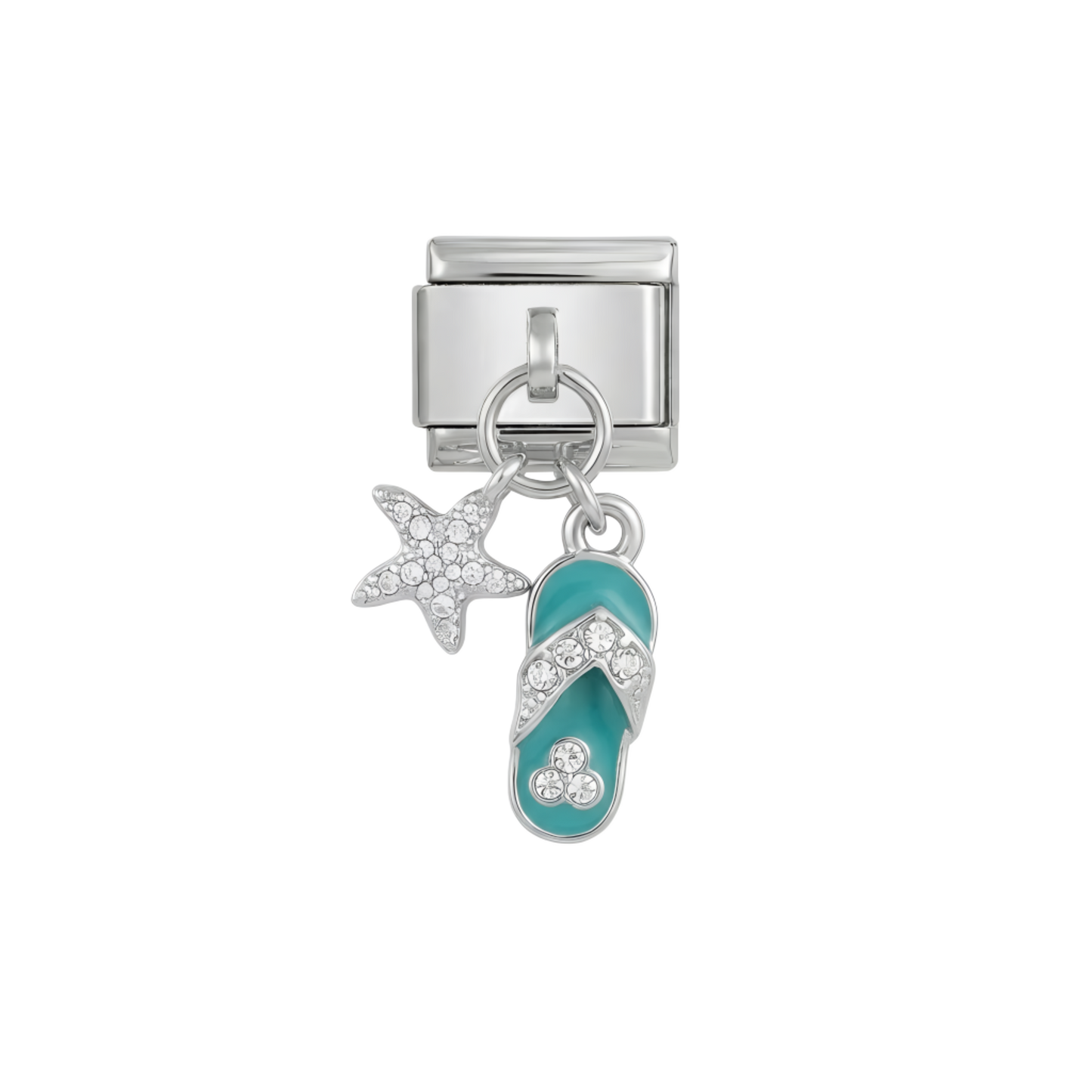 Blue Beach Flip Flop on Silver