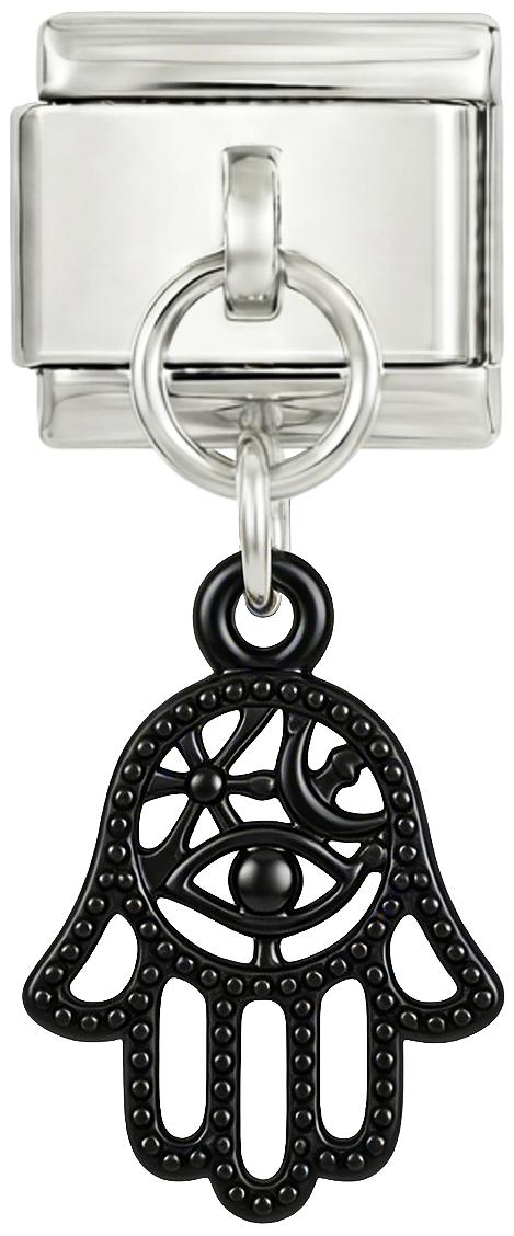 SKAL TILFØJES - sort Fatimas hånd, på sølv