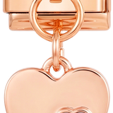 Dobbelt hjerte med lilla sten, på rosaguld