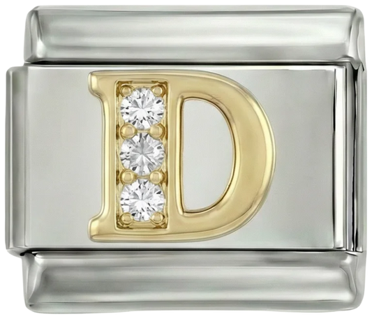 Letter D in Gold with Stones, on Silver - Letter-D-in-gold-with-stones-on-silver.png