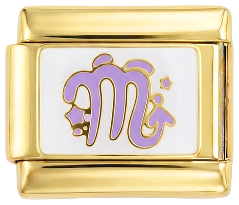 Skorpionen i lilla, på guld