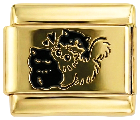 3 krammende katte på guld