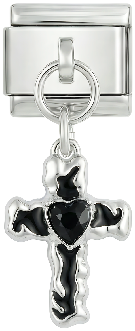 Black Cross with Heart, on Silver - black-cross-with-heart-on-silver.png