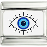 Evil Eye on White Plate on Silver