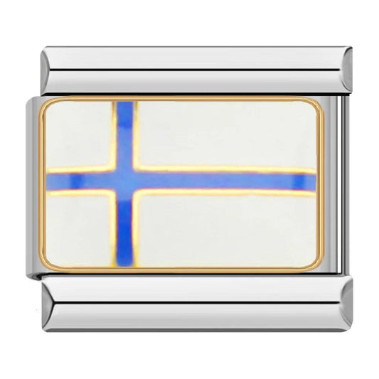 Finland Flag, on Silver - Charms Official