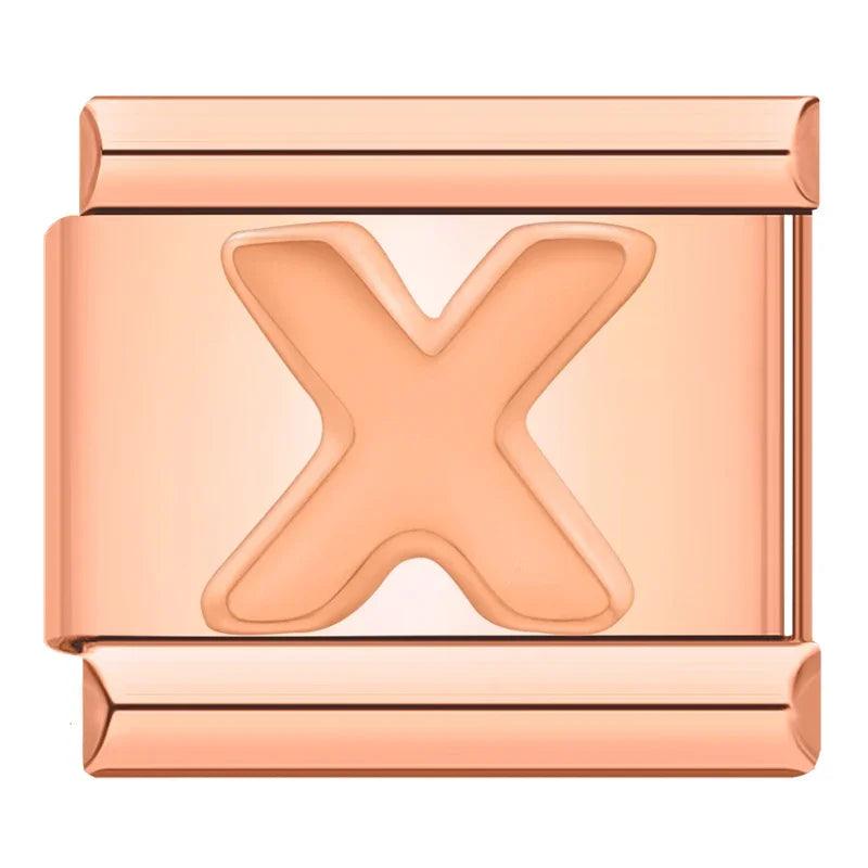 Letter X in Rose Gold, on Rose Gold - Charms Official