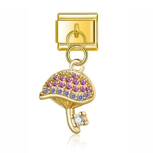Mushroom Key with Stones, on Gold - Charms Official