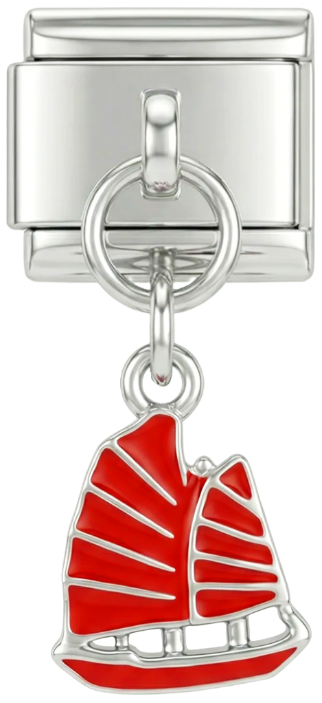 Red Sailboat, on Silver - red-sailboat-on-silver.png